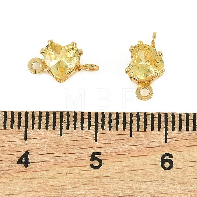 Brass Pave Cubic Zirconia Heart Connector Charms KK-P347-02G-1