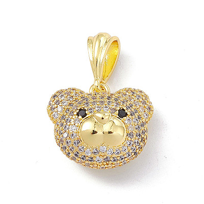 Brass Micro Pave Cubic Zirconia Pendants KK-P224-09G-01-1