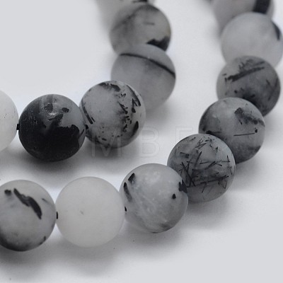 Natural Black Rutilated Quartz Beads Strands G-F570-02-6mm-1