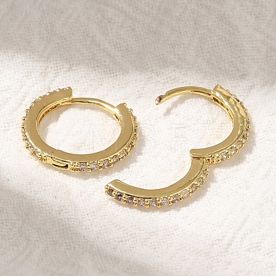 Rack Plating Brass Micro Pave Cubic Zirconia Hoop Earrings EJEW-H143-15G-1