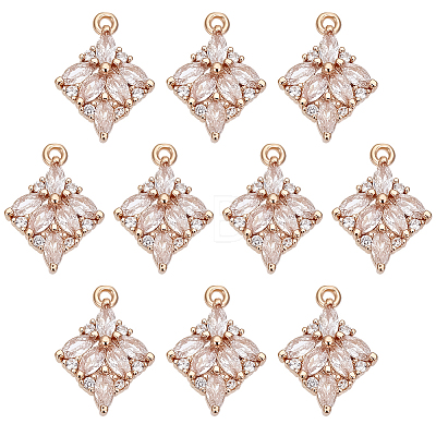 10Pcs Brass Micro Pave Cubic Zirconia Pendants KK-BC0014-59-1