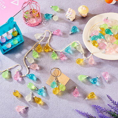  48Pcs 6 Colors Opaque Resin Pendants RESI-TA0002-01-1