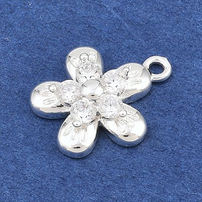 Brass Micro Pave Clear Cubic Zirconia Charms KK-D265-02S-1