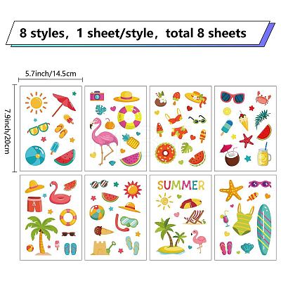 8 Sheets 8 Styles PVC Waterproof Wall Stickers DIY-WH0345-179-1