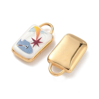 304 Stainless Steel Enamel Pendants STAS-F360-10G-01-1