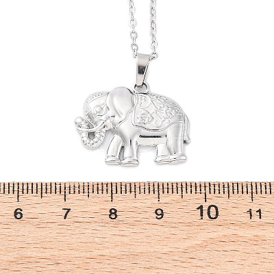 Elephant 304 Stainless Steel Pendant Necklaces NJEW-H059-06P-1