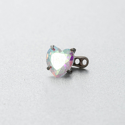 Titanium Steel Cubic Zirconia Heart Dermal Anchor Base/Top for Women Men WGF2D58-08-1