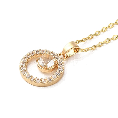 Brass Micro Pave Cubic Zirconia Pendant Necklaces for Women NJEW-E106-15KCG-1