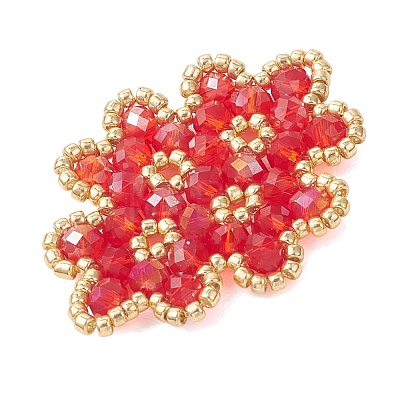 Woven Glass Beaded Connector Charms PALLOY-MZ01201-02-1