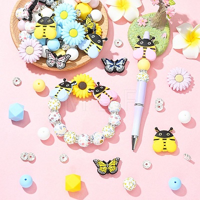 25Pcs 8 Styles Silicone & 15Pcs Iron Grade A Crystal Rhinestone Spacer Beads Findings Kits SIL-YW0002-67A-1
