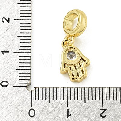 Rack Plating Brass Micro Pave Clear Cubic Zirconia European Dangle Pendants KK-Z067-28G-1