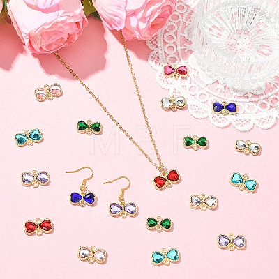 24Pcs 8 Colors Alloy Rhinestone Connector Charms FIND-YW0011-45-1