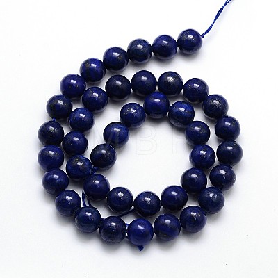 Dyed Natural Lapis Lazuli Round Beads Strands G-O047-06-12mm-1
