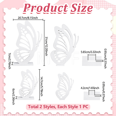 2Pcs Butterfly Wood Sculpture Display Decorations DJEW-WH0053-78-1