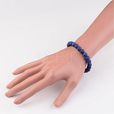 Natural Lapis Lazuli(Dyed & Heated) Beads Stretch Bracelets BJEW-JB02445-02-1