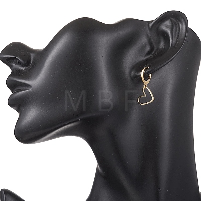 Brass Heart Pendants Leverback Earrings EJEW-JE06900-1