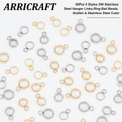 ARRICRAFT 60Pcs 6 Styles 304 Stainless Steel Tube Bails STAS-AR0001-27-1