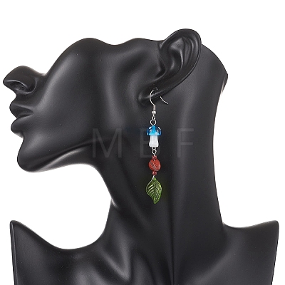 3 Pairs Lampwork Mushroom Dangle Earrings EJEW-JE06714-1