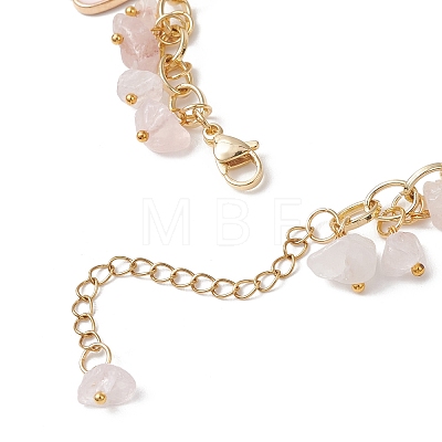 Natural Rose Quartz Chip Beads Bracelets BJEW-JB13155-02-1