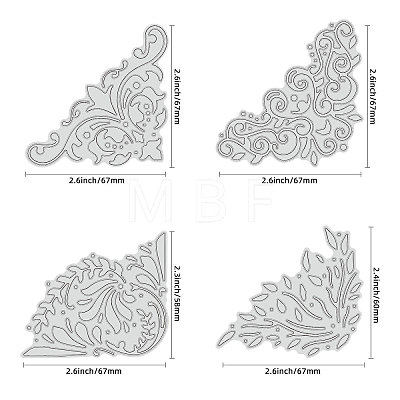 Globleland 4Pcs 4 Styles Carbon Steel Hot Foil Plate Metal Dies DIY-GL0001-61-1