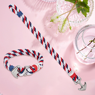 2Pcs Stainless Steel Anchor Link Bracelet BJEW-CN0001-26-1