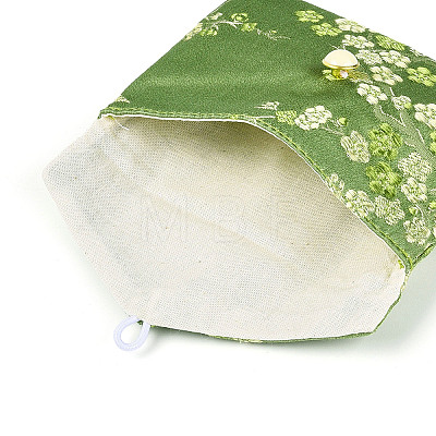 Plum Blossom Embroidery Silk Cloth Envelope Jewelry Storage Bags with Snap Button ABAG-N008-10x12-D01-1