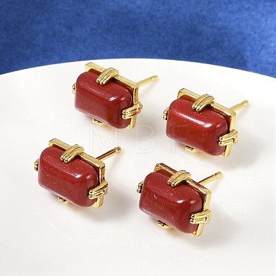 Brass Stud Earrings KK-F358-03G-01-1