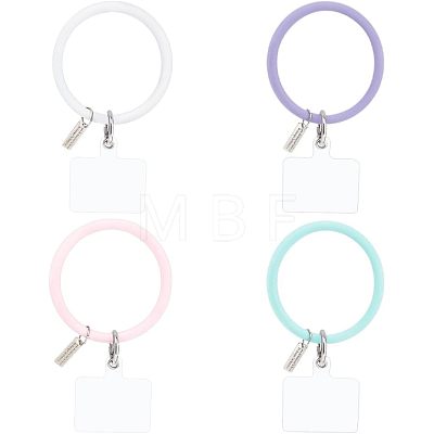 8Pcs 4 Colors Silicone Loop Phone Lanyard KEYC-CA0001-24-1