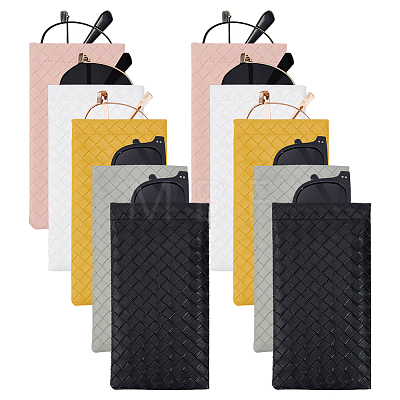 10Pcs 5 Colors Rectangle PU Leather Eyeglass Cases AJEW-ME0001-58-1