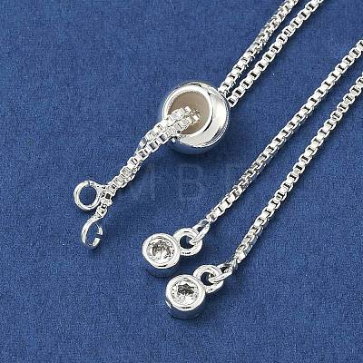 Brass Pave Clear Cubic Zirconia Box Chain Slider Bracelet Making KK-G557-17S-1