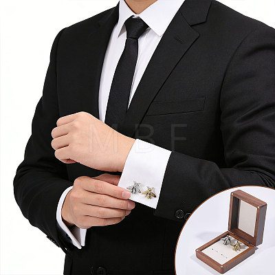 Wood Cuff-link Gift Storage Magnetic Boxes CON-WH0089-265B-1