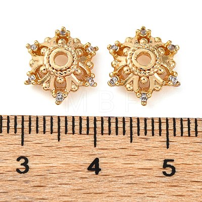 Brass Micro Pave Clear Cubic Zirconia Bead Caps KK-K378-47A-G-1