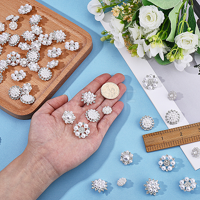 70Pcs 5 Styles Alloy Rhinestone Shank Buttons BUTT-FG0001-67-1