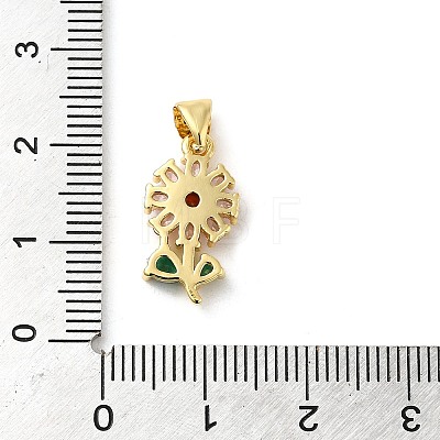 Rack Plating Brass Micro Pave Cubic Zirconia Pendants KK-P241-09G-1