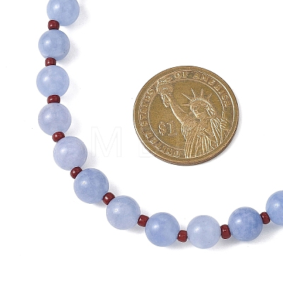 8.5MM Round Dyed Natural Malaysia Jade with Glass Seed Beaded Necklaces for Women NJEW-JN05646-01-1