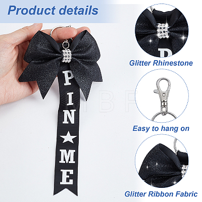 24Pcs Polyester & Rhinestone Keychains KEYC-TW0001-01-1