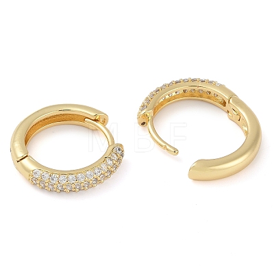 Rack Plating Ring Brass Micro Pave Cubic Zirconia Hoop Earrings EJEW-Z059-12G-1