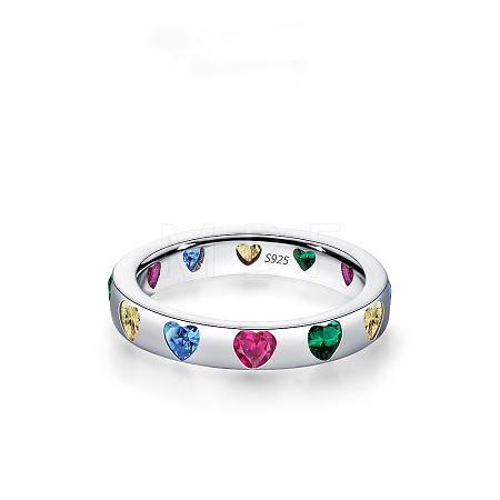 925 Sterling Silver Micro Pave Colorful Cubic Zirconia Finger Rings FS-WGC9F63-17-1
