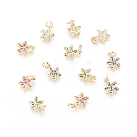 Brass Micro Pave Cubic Zirconia Charms ZIRC-F112-02G-1