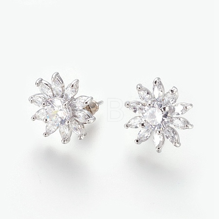 Cubic Zirconia Stud Earrings EJEW-P167-06P-1