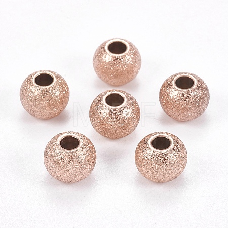 Ion Plating(IP) 304 Stainless Steel Textured Beads LS-STAS-I081-8mm-04RG-1