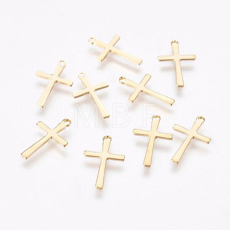 304 Stainless Steel Tiny Cross Charms X-STAS-P220-08G-1
