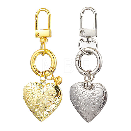 2Pcs 2 Colors 316 Stainless Steel Heart Locket Pendant Decorations HJEW-JM02391-1