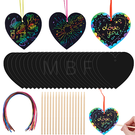 DIY Valentine's Day Heart Scratch Art AJEW-WH0308-909-1