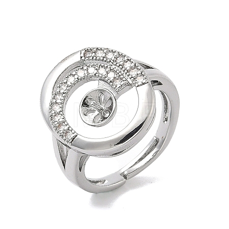 Brass Micro Pave Cubic Zirconia Adjustable Cup Peg Ring Settings KK-B166-03P-1