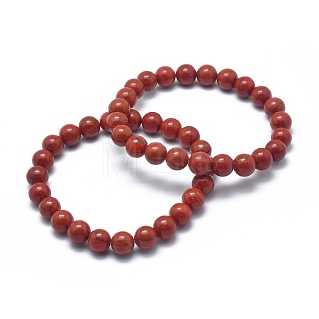 Natural Red Jasper Bead Stretch Bracelets BJEW-K212-C-012-1