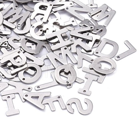 Tarnish Resistant 201 Stainless Steel Letter Charms STAS-S036-M-1