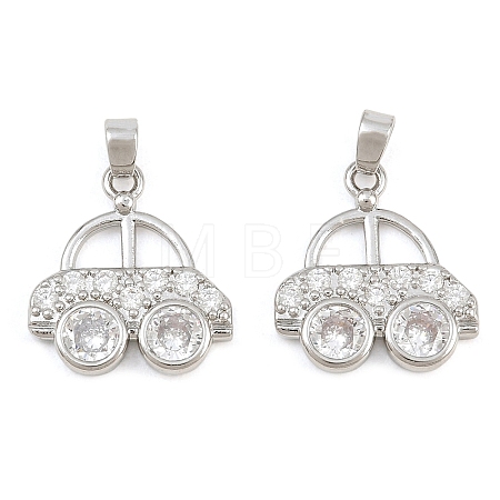 Brass Micro Pave Clear Cubic Zirconia Pendants CU-CBABDE1-12P-1