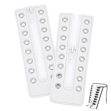 PU Leather Lace-in Boot Zipper Inserts DIY-WH0750-404B-1