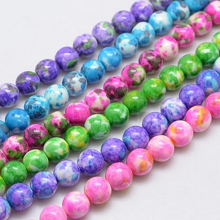 Synthetic Ocean White Jade Beads Strands G-L019-10mm-M-1